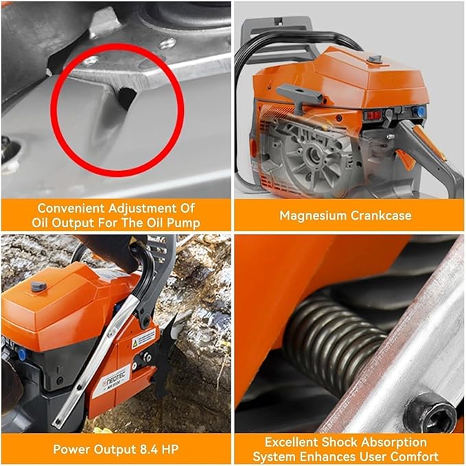 NEO-TEC NH8120 Chainsaw Gas 120cc Gas Powered Chainsaw with 24 Inch Bar, 8.4hp 6.2kw Big Large 2-cycle Motosierra De Gasolina for Extreme Logging Cutting, All Parts Fit for Husqvarna 3120 Xp