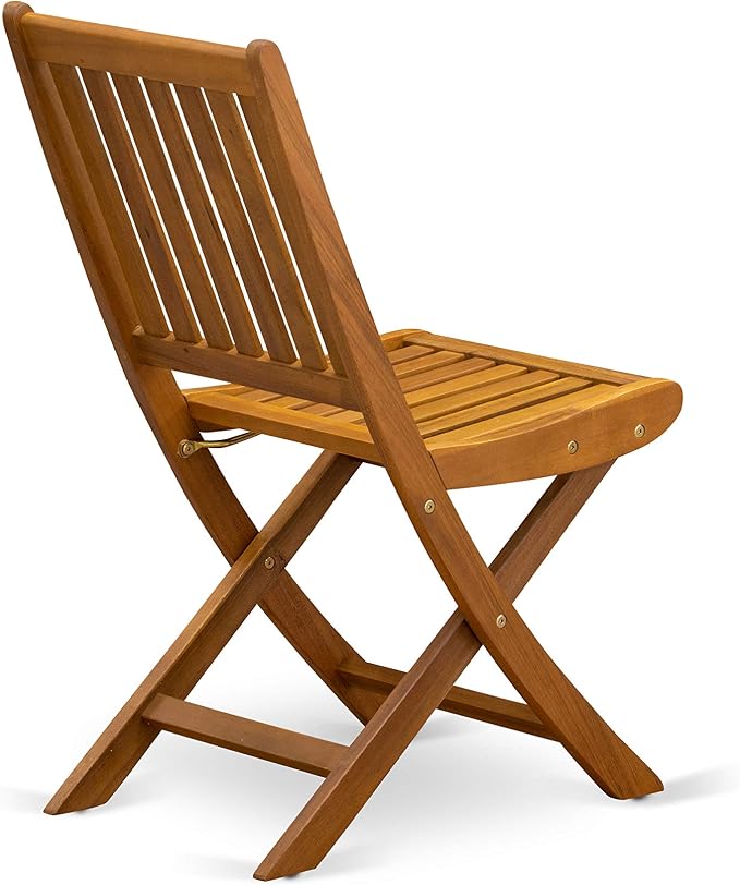 East West Furniture BSDK7CWNA 7 Piece Outdoor Patio Dining Sets Consist of an Oval Acacia Wood Table and 6 Folding Side Chairs, 36x79 Inch, Natural Oil
