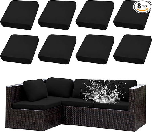 Outdoor Cushion Covers Set,8PCS Patio Furniture Couch Seat Slipcovers, Replacement for Sofa Sectional Chair(Cover，Only)