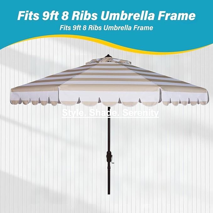 Sunbrella Fabric Umbrella Replacement Canopy Only for 9 feet 8 Ribs Outdoor Patio Umbrella UPF 50+