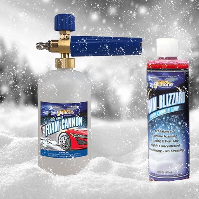 Gliptone Blizzard Maker Foam Cannon, Professional Quality Foam Sprayer for Pressure Washers, Adjustable Spray Pattern & Dilution, 32oz Bottle, Max 2000 PSI for Thick Clinging Foam
