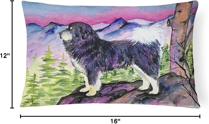 Caroline's Treasures SS8528PW1216 Tibetan Mastiff Canvas Fabric Decorative Pillow Machine Washable, Indoor Outdoor Decorative Pillow for Couch, Bed or Patio, 12HX16W