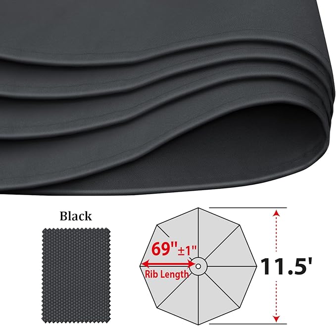 YardGrow 11.5ft 8 Ribs Umbrella Canopy Replacement for Patio Umbrella, Frame NOT Included, Umbrella Replacement Canopy ONLY