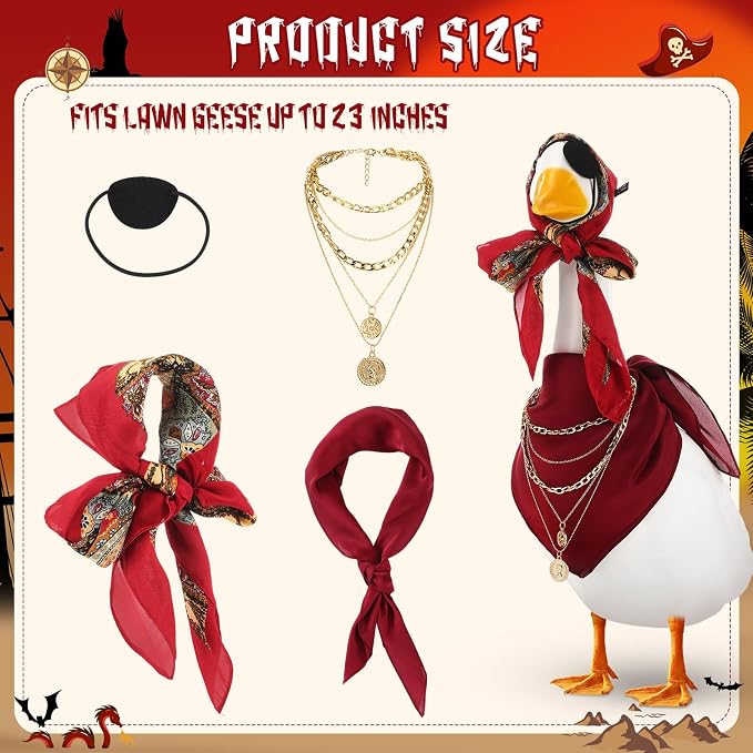 Bikini Porch Goose Outfits with Sunglasses and Swimming Tube for 23" Summer Goose Costume Garden Patio Statue Decor(Pirate)