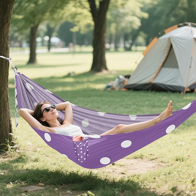 White Irregular Dots 330lb Capacity Outdoor Hammock with Portabl Carry Bag Backyard Hammock for Outside Patio Backyard Poolside amacas para patios con Base de adultos