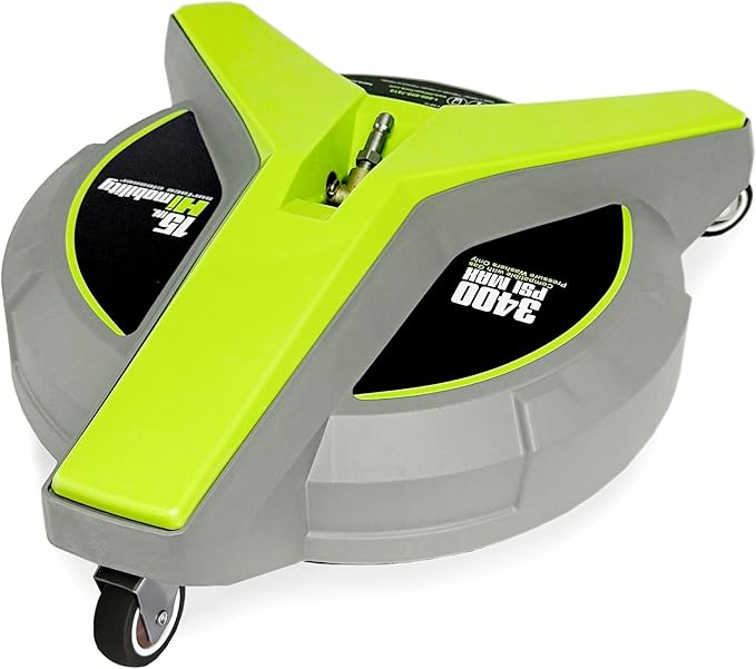 Hiclean 15" Pressure Washer Surface Cleaner with Wheels 3400 PSI Max, Surface Cleaner for Power Washer Attachment for Concrete, Patio, Sidewalk, and Driveways