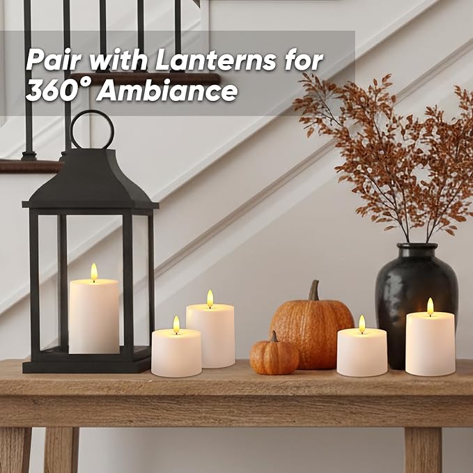 Raycare White Outdoor Waterproof Flameless Candles with Remote and Timer, Realistic LED Candles, Battery Operated Electric Fake Pillar Candles for Porch, Patio, Garden, Set of 3