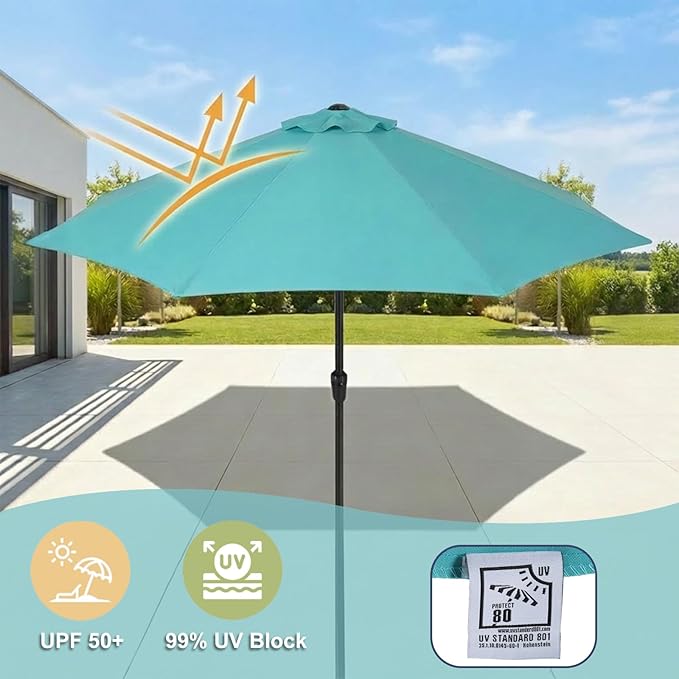 BPS Patio Umbrella Replacement Canopy for 9 ft 8 Ribs Table Umbrella, Outdoor Umbrella Replacement for Market Parasol, Canopy Only