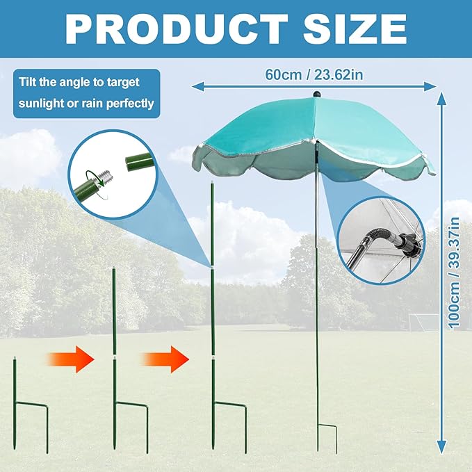 5 Pcs Plant Umbrellas with Adjustable Angle, 23.6 Inch Tall 40" Canopy Adjustable Height Sun Shade Cover for Outdoor Potted Plants, Garden Beds & Patio Flowers, UV Protection & Easy Setup