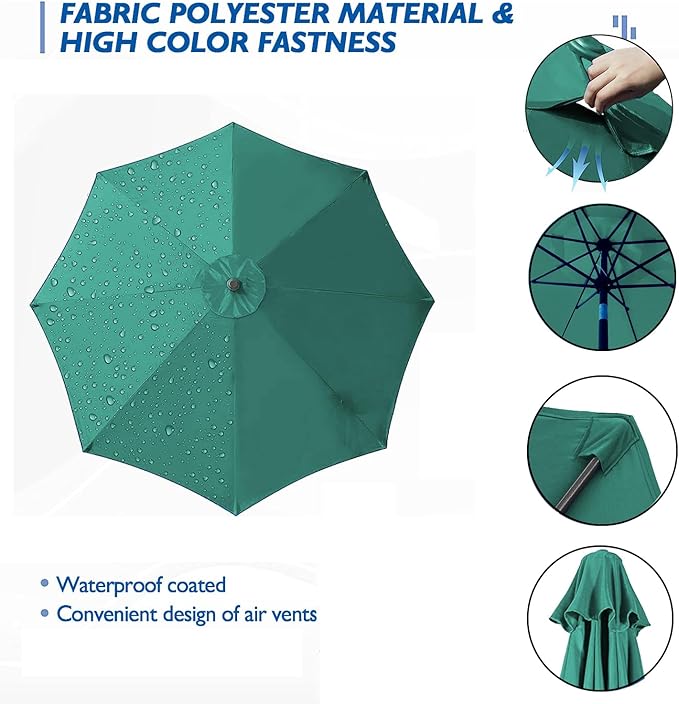 Patio Umbrella 9 ft Replacement Canopy for 8 Rib，Patio Umbrella Replacement Canopy Market Umbrella Top Fit Outdoor Umbrella Canopy（Only the top cover）