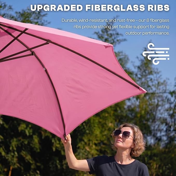 7.5ft Patio Umbrella, Outdoor Table Market Umbrella with Smooth Crank Lift, 6 Windproof Fiberglass Ribs, UPF50+ UV Protection for Deck, Pool, Garden and Backyard