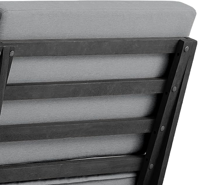 Outdoor Furniture Patio Couch, Weather Resistant 3-Seater Patio Sofa with Removable Cushion, Black Solid Wood Frame for Porch & Backyard Seating - Grey