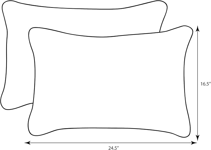 Pillow Perfect Monti Chino Solid Indoor/Outdoor Large Lumbar Pillow Plush Fill, Weather and Fade Resistant, Large Lumbar - 16.5" x 24.5", Blue, 2 Count