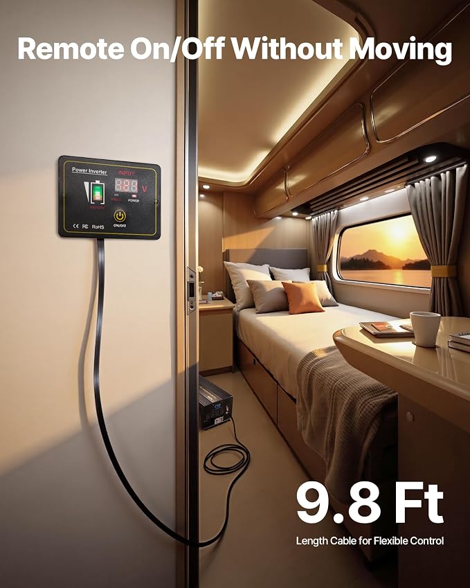 VEVOR Pure Sine Wave Inverter 3500 Watt Power Inverter, DC 12V to AC 120V Car Inverter, with USB Port LCD Display Remote Controller and AC Outlets (GFCI), for RV Truck Car Solar System Travel Camping
