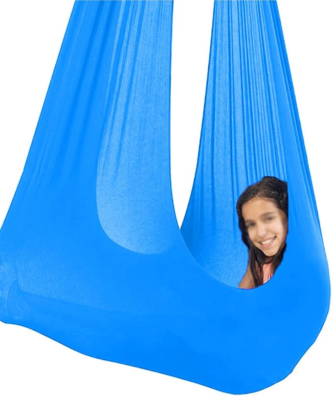Sensory Swing for Kids Hanging Hammock Indoor Hammocks for Children Sensory Integration Outdoor Camping (1 Meter/1.5Meter) (Color : Blue, Size : 100 x 280 cm (L x W))