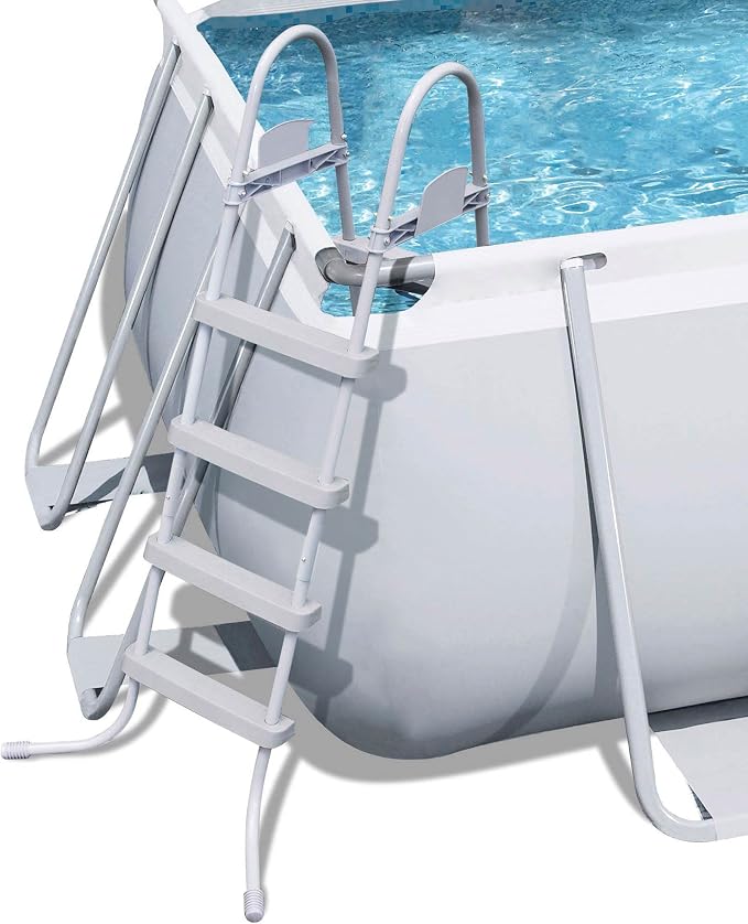 Bestway 18 x 9 x 4 Foot Rectangular Above Ground Pool Set with Ladder, 1000 Gallon Sand Filter Pump, Ground Cloth, Pool Cover, and Surface Skimmer