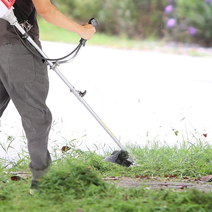 COOCHEER 4 in 1 Brush Cutter Gas Powered,58cc Weed Wacker Gas Powered, 2 Cycle Straight Shaft String Trimmer Grass Cutter Machine for Lawn and Garden Care Trimming, Orange