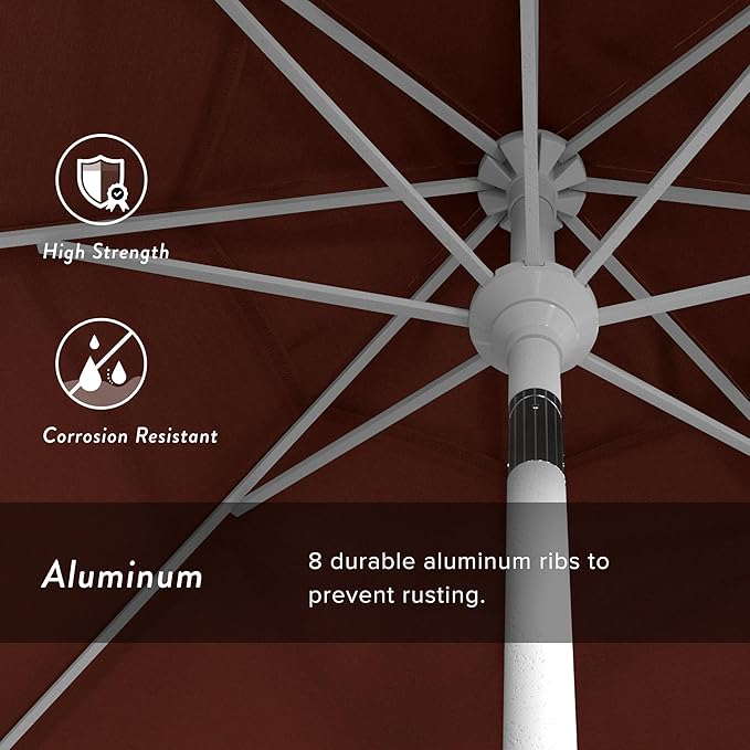 California Umbrella 7.5' Rd. Aluminum Patio Umbrella, Crank Lift, Collar Tilt, White