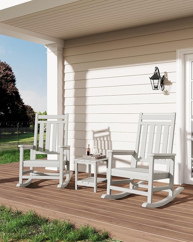 Takywep Adirondack Outdoor Side Table 18 x 15 in, HDPE 2-Tier Patio Side Table, All-Weather End Table for Patio, Pool Deck, Indoor & Backyard, Gray