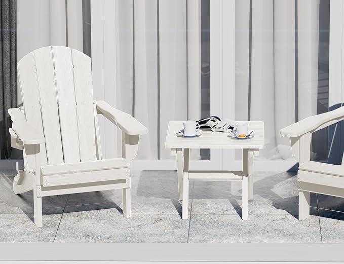 SERWALL Folding Outdoor Side Table Set of 4, Small Adirondack Side Table, White