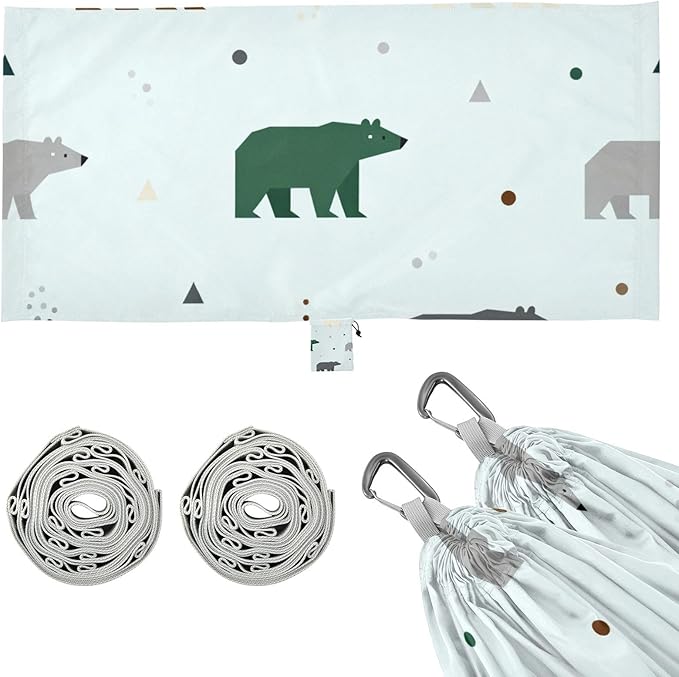 Bears Outdoor Hammock with Tree Straps Cloth for Outside Beach Patio Garden