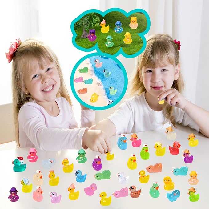 U-Zimikee 70 Pcs Multicolor Mini Resin Ducks, Tiny Ducks to Hide, Little Ducks Figurines Small Miniature Ducks Figures Bulk for Fairy Garden, Dollhouse Decoration Micro Landscape Ornament