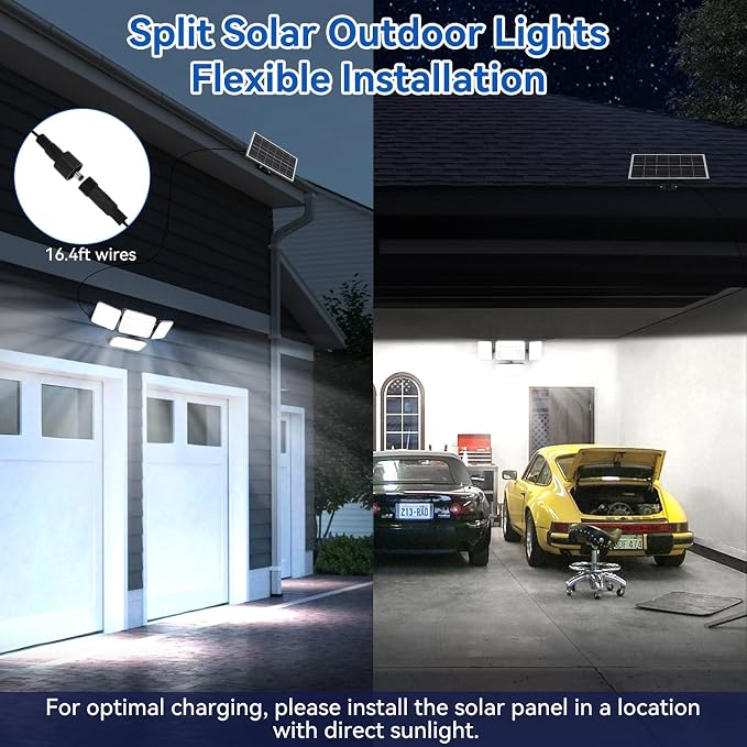 Aialun 2Pack Solar Lights Outdoor Motion Sensor 3600LM 5000mAh Battery,Bright 8500K 292 LEDs 4 Heads Solar Security Flood Lights Waterproof IP65,Remote Control,3 Modes for Backyard,Garage,Patio
