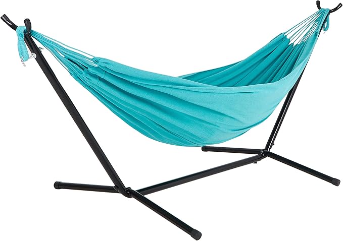 Bliss Hammocks 60" Wide Hammock & Built-in Stand w/Carrying Case & Hanging Hardware Indoor, Outdoor, Poolside, Patio, Backyard Heavy Duty, Strong & Durable 400 Lbs Capacity (BHST-401-T)