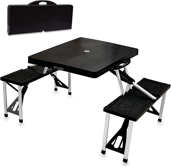 PICNIC TIME NFL Picnic Table Portable Folding Table with Seats and Umbrella