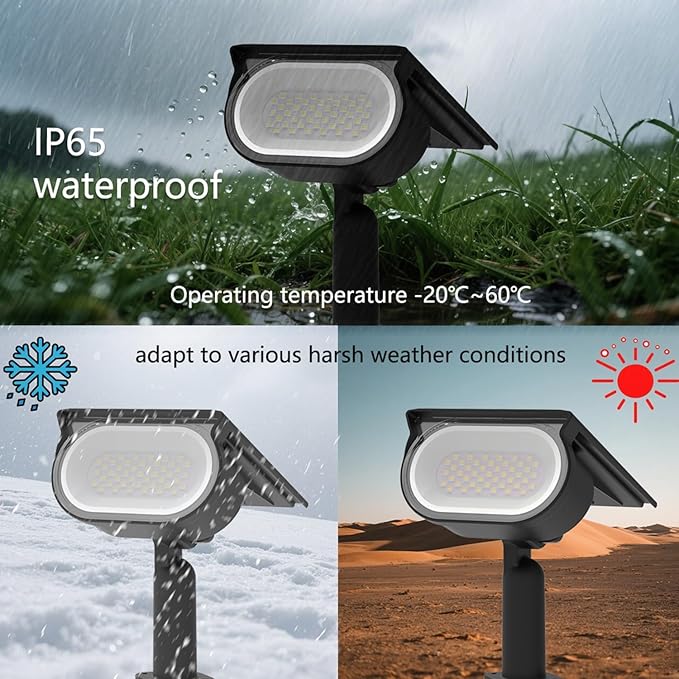 Solar Spot Lights Outdoor, 45 LEDs Landscape Lighting with Auto On/Off and 2 Lighting Modes, IP68 Waterproof Spotlights, Outdoor Solar Lights for Yard Garden, 4 Pack (Cool White)