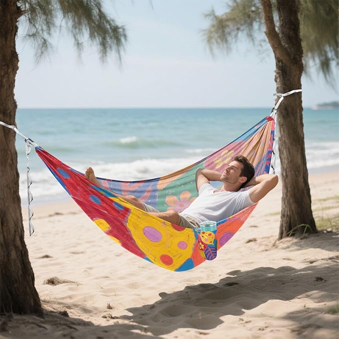 Cartoon Colorful Butterfly Leaves 330lb Capacity Camping Hammocks Portable Hammock for Camping Travel Accessories hamaca de Algodon para Jardin
