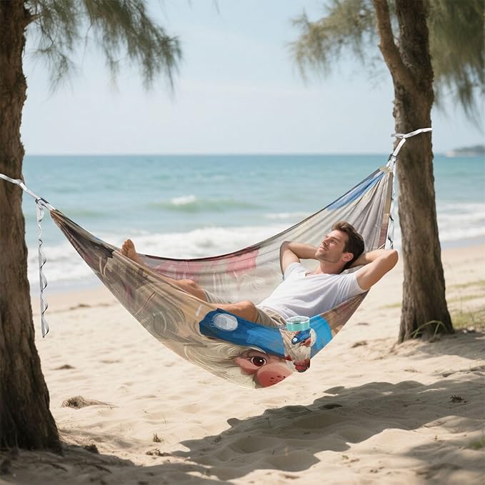 4th of July Independence Day Red and Blue Dwarfs 330lb Capacity Outdoor Hammocks with Tree Straps Indoor Hammock for Camping & Hiking Essential hamaca para acampar