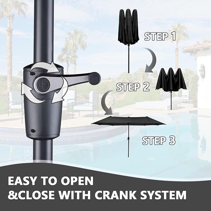 13Ft Large Patio Umbrella Outdoor Double-Sided Market Umbrella w/Easy Crank for Yard, Poolside, Deck, Black