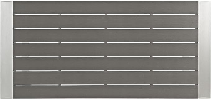 Modway Shore Aluminum Outdoor Patio 60" Rectangle Bar Table in Silver Gray