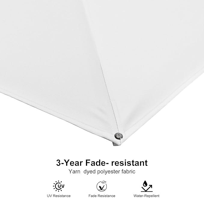 PURPLE LEAF 8 FT White Cantilever Patio Umbrella Aluminum Square Outdoor Offset Umbrella Hanging Windproof with 360° Rotation for Garden Deck Pool, White