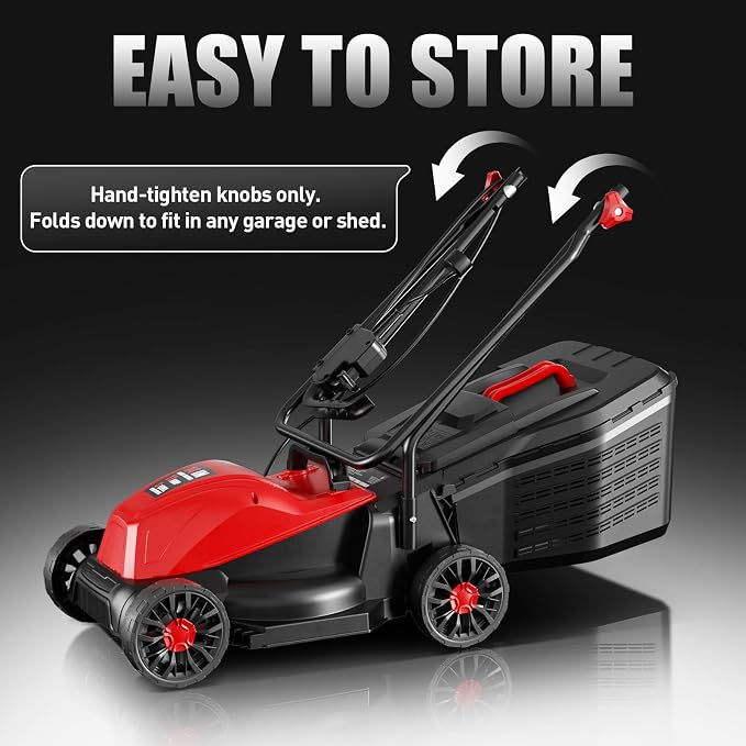 MECHOS 120V Electric Lawn Mower，1050W Corded Yard Power Rake Tool Machine for Grass Thatch Removal (Electric Corded Lawn Mower)
