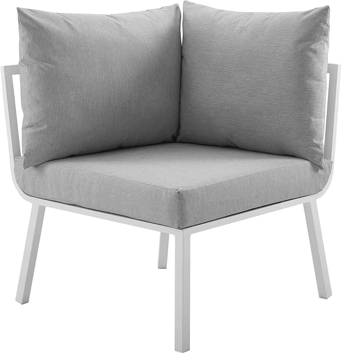 Modway Riverside 5 Piece Outdoor Patio Aluminum Set in White Gray