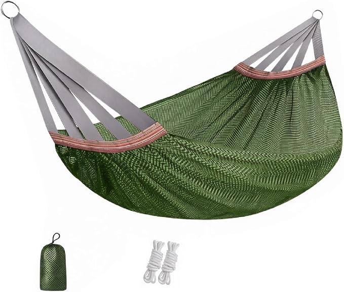 Double Hammock for Camping Outdoor Portable Mesh Swing Chair | Breathable Fabric, Anti Roll Design, Extra Thick Weave, Stable Support, Easy Setup, Space Saving Storage