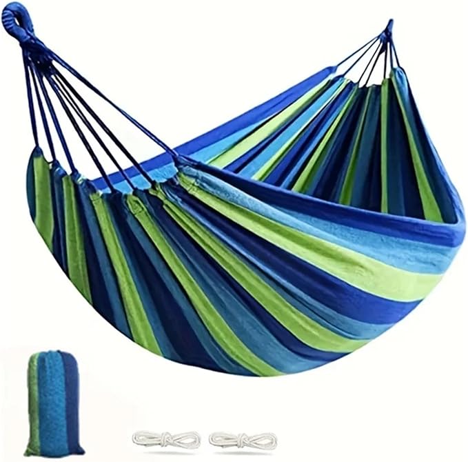 Hammock Leisure Durable Single Travel Swing Chair Hanging Bed Casual Hammocks for Patio Garden Backyard Outdoor Indoor with Bag(Blue)