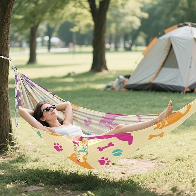 Playful Dog Outdoor Hammock with Tree Straps for Outside Beach Patio Garden