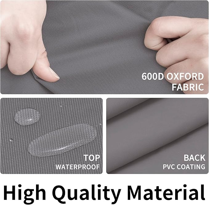 Easy-Going 600D Heavy Duty Round Patio Furniture Cover, Outdoor Table and Chair Set, Waterproof Sectional Cover (62"DIAx 28"H, Grey)