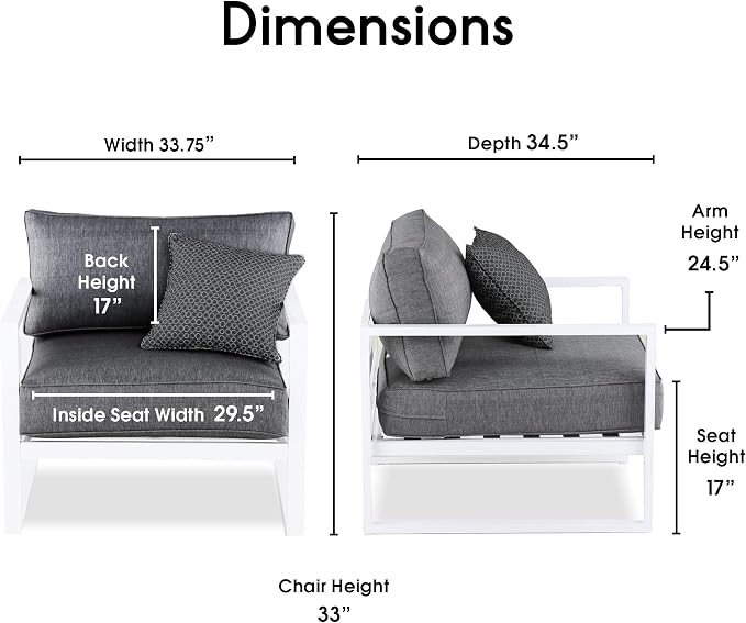 Elle Decor Paloma Outdoor Patio Furniture Collection in Weather-Resistant Metal Frame Patio Arm Chair, White