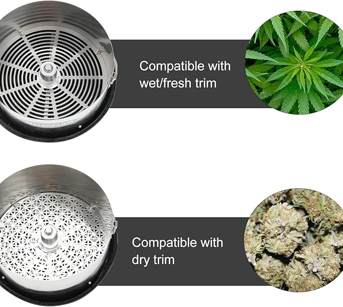 13 inch Manual Bud and Leaf Trimmer with Wet/Dry Harvesting Bowl Features sharp stainless steel blades for harvesting plant buds, leaves, and flowers