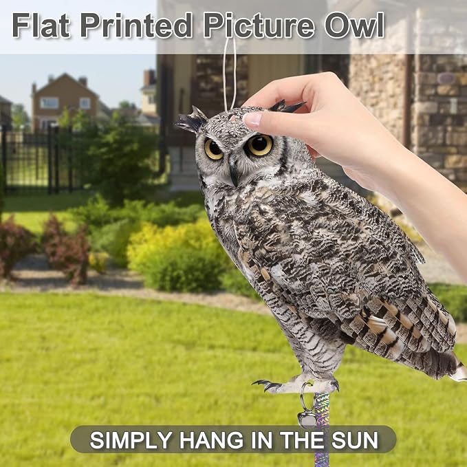 Owl to Scare Animals, 5 Pack Hanging Effective Owl Control Device to Keep Animals Pigeon Woodpecker Away from Outdoor Garden Yard