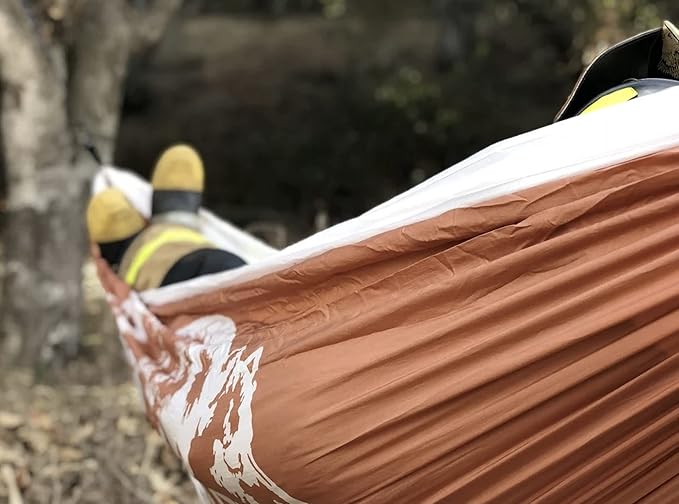 Rincon Camping Hammock with Tree Straps, Indoor Outdoor, Travel, Portable, Backpack, Double Parachute Hammock with Bag (Peach Orange)