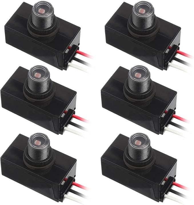 6 Pack Dusk to Dawn Sensor 120-277V Photoelectric Switch Photocell Light Sensor Hardwired Post Eye Light for Most Outdoor Lighting Fixtures