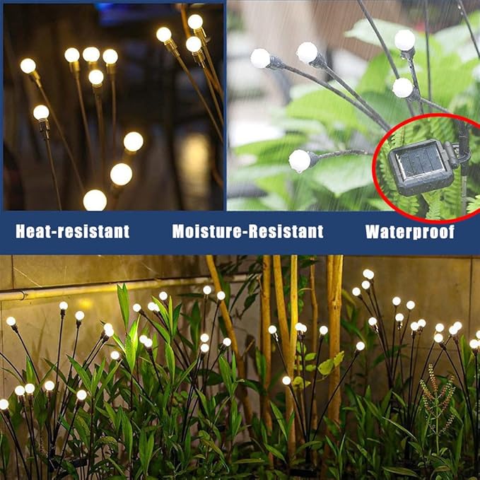 Solar Lights Outdoor, Decorative Animal & Flower Shaped Landscape Lights with Warm/Colorful LED, Auto On/Off Waterproof Solar Powered Decor for Yard Lawn Patio Gift Idea (Warm-Firefly-2pack)
