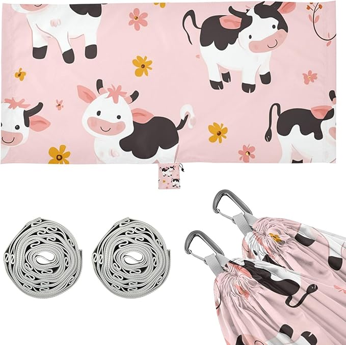 Cartoon Cute Cow Pink 330lb Capacity Outdoor Hammocks Tree Hammock for Indoor Outdoor Patio hamacas para adultos