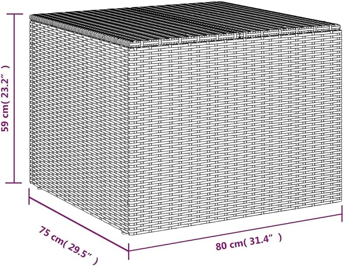 Large Beige PE Rattan Garden Storage Box 31.5 x 29.5 x 23.2 in Deck Box 77 Gallon Outdoor Storage Chest for Patio Cushions Tools Toys