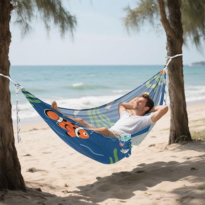 Cartoon Cute Grey Shark 330lb Capacity Outdoor Hammocks with Hanging Rope Cloth Hammock for Indoor Outdoor Patio amacas para patios con Base de adultos